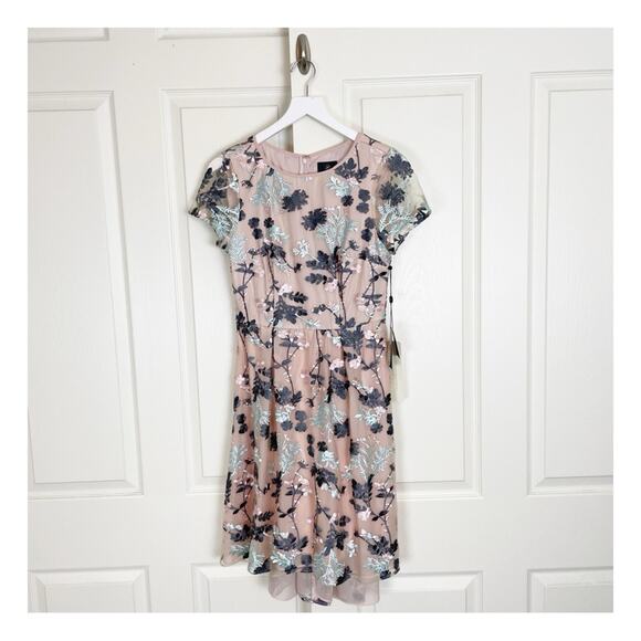 Adrianna Papell Abigail Embroidered Mesh S/S Dress NWT - Picture 2 of 11